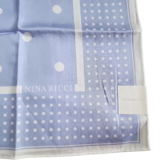 Nina Ricci Light Blue Polka Dot Handkerchief - Picture 2 of 6